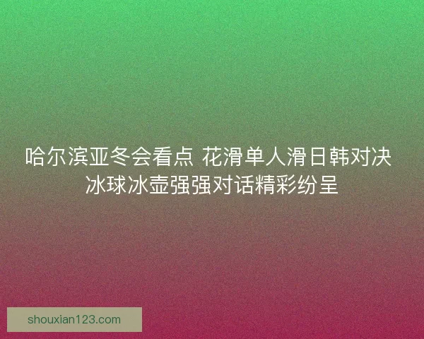 哈尔滨亚冬会看点 花滑单人滑日韩对决 冰球冰壶强强对话精彩纷呈
