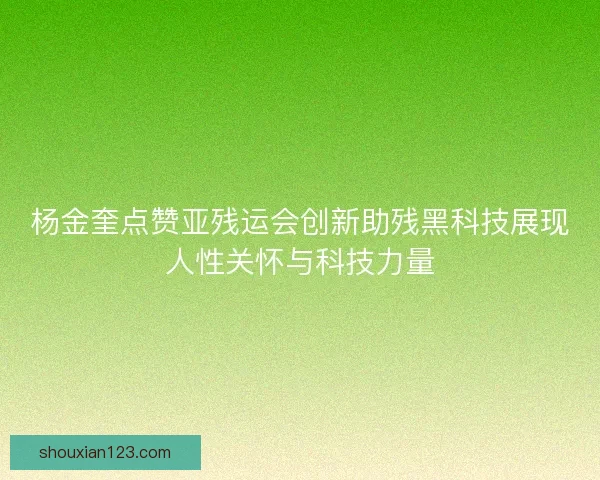 杨金奎点赞亚残运会创新助残黑科技展现人性关怀与科技力量