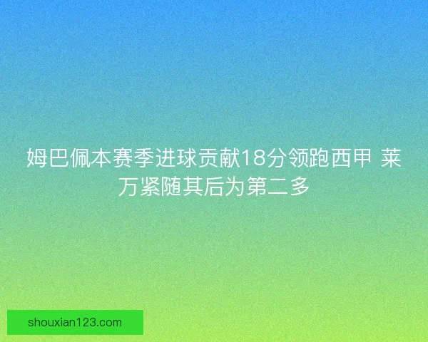 姆巴佩本赛季进球贡献18分领跑西甲 莱万紧随其后为第二多